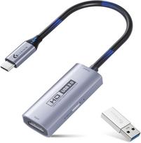 GUERMOK Capture Card USB3.0 HDMI to USB-AC (PD 100W compatible) 1080P 60fps recording with Type-C adapter. Compatible with SwitchPS5PS4,