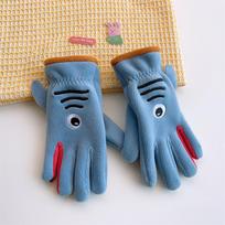 Children's Thin Fleece-Lined Cartoon Embroidered Gloves for Outdoor Cold Protection 8-12 years