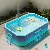 DoubleTT 2024 Non-Inflatable Vinyl Pool, No Air Pump Required, Foldable, 1.6m~3m Frame, Home Use, Children's Pool, No Air Leaks, Octagonal Structure, black