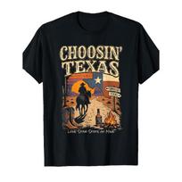 Choosin Texas Lone Star State of Mind Cowboy Western T-Shirt S juoda