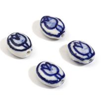 5PCs Ceramic Tulip Flower Pattern Beads Oval Multicolor Spacer Beads DIY Making Bracelets Necklace For Women Jewelry Findings