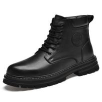 Platform Men's British Style Low Heel Mid-Calf Hidden Height Increase Outdoor Martin Boots 44