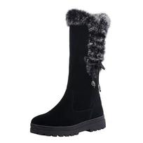 Mid Calf Shoes for Women Elegant With Low Heels Black Anti Skid Hot Quality Womens Half High Snow Boots on Slip Spring 2025 Lamb 35