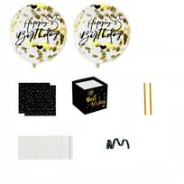 Paper Birthday Money Box Black Gold Balloon Money Pull Box Money Holder  for High School College Style 1