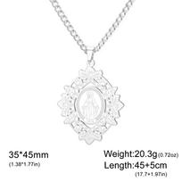 Vintage Miraculous Medal Virgin Mary Pendant Necklace Stainless Steel Our Lady Grace Amulet Catholic Religious Jewelry Gifts