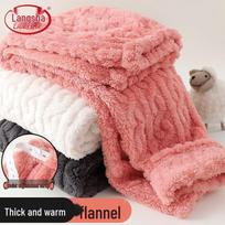 Langsha Women's Winter Fleece-Lined Adjustable Tummy Control Home Pants M