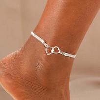 Heart Link Chain Anklets - Silver Color Waterproof Rhinestone Anklet for Women Girls Timeless Accessory for Every Occasion sidabras