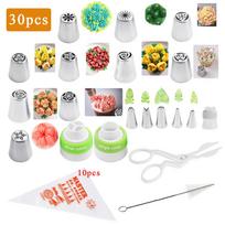 30pcs Russian Tulip Icing Piping Nozzles Pastry Cream Tips Stainless Steel Pastry Nozzles Confectionery Tool Baking Pastry Bag 30pcs