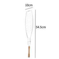 Premium Bbq Fish Grilling Rack With Wooden Handle Small Single Fish Mesh