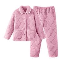 Ultra-Soft Coral Fleece Padded Winter Pajama Set L