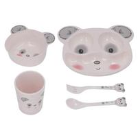 Toddler Plates Panda Shape Bowl Cup Spoon Fork Divided Baby Led Weaning Plate for Picnic