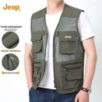 Jeep Men's Breathable Multi-Pocket Vest L karinė žalia spalva