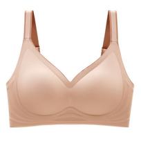 New Gradient Latex Sexy Lingerie Female Vegetarian Muscle Gathered Without Steel Ring Scarless One-piece Sports Vest Bra XXL beige
