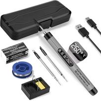 1 vnt Mini belaidžio lituoklio rinkinys USB nešiojamas lituoklis su LCD skaitmeniniu reguliuojamos temperatūros litavimo pistoleto rinkiniu pilka
