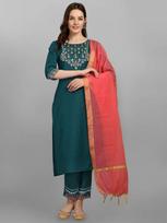 Indian Women Designer Kurta Pant Dupatta Set Party Wear Top Tunic Salwar Suit Kurti Dress S
