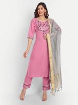Indian Women Designer Kurta Pant Dupatta Set Pakistani Bollywood Top Tunic Salwar Suit Kurti S