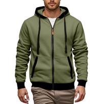 Men's Hoodie Jackets With Pockets Long Sleeve Zipper Drawstring Hooded Sweatshirt Comfort Cotton Coat L