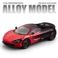 Electroplate Version 1/24 McLaren 720S Alloy Sports Car Model Diecast Metal Track Racing Car Vehicle Model Sound and Light Kids Toy Gift raudona
