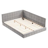 Apmušta lova-sofa 140x200 Daugiafunkcinė lova su grotelėmis, draugiško odai veliūro audinio, pilkos spalvos pilka
