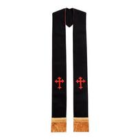 Elegantiškas juodas kunigo šalis Religinės ceremonijos skara Lengvas poliesterio Dvasininko Ganytojo stola Bažnyčios pamaldoms