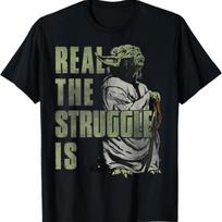 Star Wars Yoda Real The Struggle Is Graphic T-Shirt T-Shirt S įvairiaspalvis