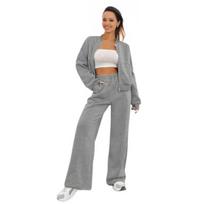 Women's 2 Piece Outfit Fall Long Sleeve Zip Up Sweatshirt And Wide Leg Pants Tracksuit Casual Lounge Sets S