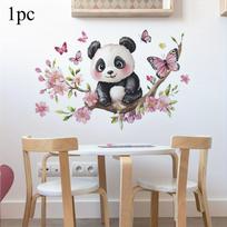 1pc Panda Cherry Blossom Wall Sticker PVC Self-adhesive Wall Sticker Bedroom Living Room Beautification Decoration Wall Sticker