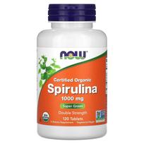 NOW Foods, sertifikuota ekologiška spirulina, dvigubo stiprumo, 1000 mg, 120 tablečių