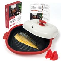 AHJ Microwave Cooker with Recipe Cooker for Grilling Grilling and Features Cooking and Highly washable with Includes Japanese instruction Set 8-in-1