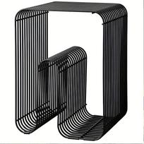 Square metal silver edge table, geometric patterned bookshelf, magazine rack, wall mounted living room storage rack