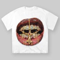 High-Quality Golden Cross Diamond Patch Grills Print Y2k Unisex T-shirt S