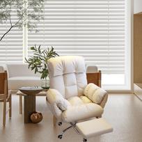 Office Chair Padded Wide Seat Modern Retractable Footrest Decor Lazy Computer Chair for Studio Adults Study Room Apartment Home