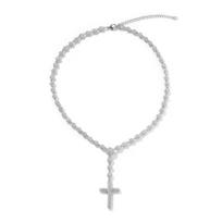THE BLING KING 5mm Icy Bead Link Chain Hanging Cross Pendant Micro Paved Out 5A Cubic Zirconia Choker HipHop Fashion Jewelry 16inch sidabras