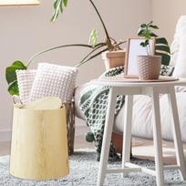 Plastic Garbage Can With Odor Proof Lid Retro Wood Grains Pattern Design Space Saving Trash Bin For Apartments Dorms