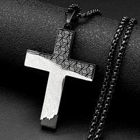 Punk Double-layer Broken Edge Cross Stainless Steel Pendant Necklace for Women Men Black Color Christian Chain Necklaces Jewelry