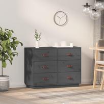 Vidaxl Komoda, Szara, 100X40X75 Cm, Lite Drewno Sosnowe