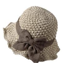Wide Brim Sunshade Bucket Hat Bowknot Panama Hat French Style Beach Straw Hat  Vacation