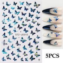 5Pcs Cartoon Laser Glitter Nail Art Stickers Self Adhesive DIY Manicure Decorations Shiny Nail Decals