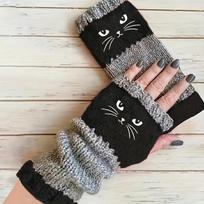 Women's Cat Ear Touchscreen Winter Thermal Hands Warmer, Elastic Cuffs & Cat Ears-Cold Weather Outdoor Gloves for for cat Lovers