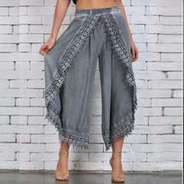Lace Harem Pant Women Loose Solid Wide Leg Arc-Shaped Cutting Pants Women Lace Long Leggings Oversize S