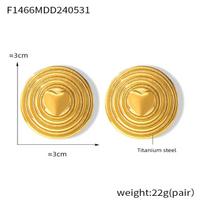 European & American Heart Shield Stud Earrings, 18K Gold-Plated Titanium Steel, Fashionable Light Luxury Circle Design.