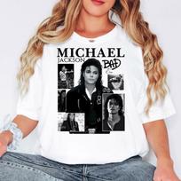 Michael Jackson „Bad“ era Unisex marškinėliai, Bootleg stiliaus muzikiniai pop marškinėliai M black