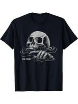 I'm Fine Shirt Goth Halloween Skull Broken Heart Emo Single Unisex T-Shirt M