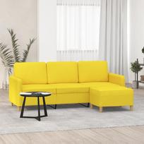 Vidaxl 3-Osobowa Sofa Z Podnóżkiem, Jasnożółty, 180 Cm, Tkaniną