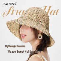 CACUSS Women's Wide Brim Straw Sun Hat One Size 57-59cm