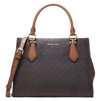 Michael Kors Mk Marilyn Logo Print Faux Leather Tote Bag Medium Women tote bag Brown 35F5G6AS2B-BROWN Basic Set (Bag+Dust Bag)