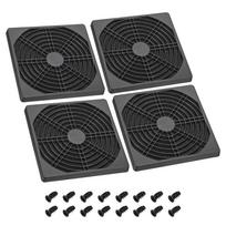 PATIKIL 120mm Fan Dust Filter, Ventilation Fan Filter, Grill Guard, with Screws, 4 Pieces, ABS Fan Protection, DIY, Black