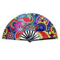 Fluorescent Kung Fu Fan UV Glow Large Folding Hand Fan Chinese Style Popping Fan  Dance gear