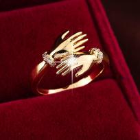 Trendy Two-Hands Hug Index Finger Ring for Women - Sweet Celebrity Style One Size