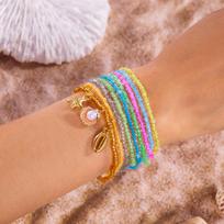 Trending Beach Style Metal Turtle Starfish Shell Scallops Beaded Bracelet Set for Women Bohemian Pearl Stackable Design Jewelry
